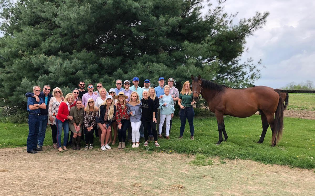 All in the family: the Peacock clan with their mare Rose’s Desert when she was in-foal with Senor Buscador. Photo supplied