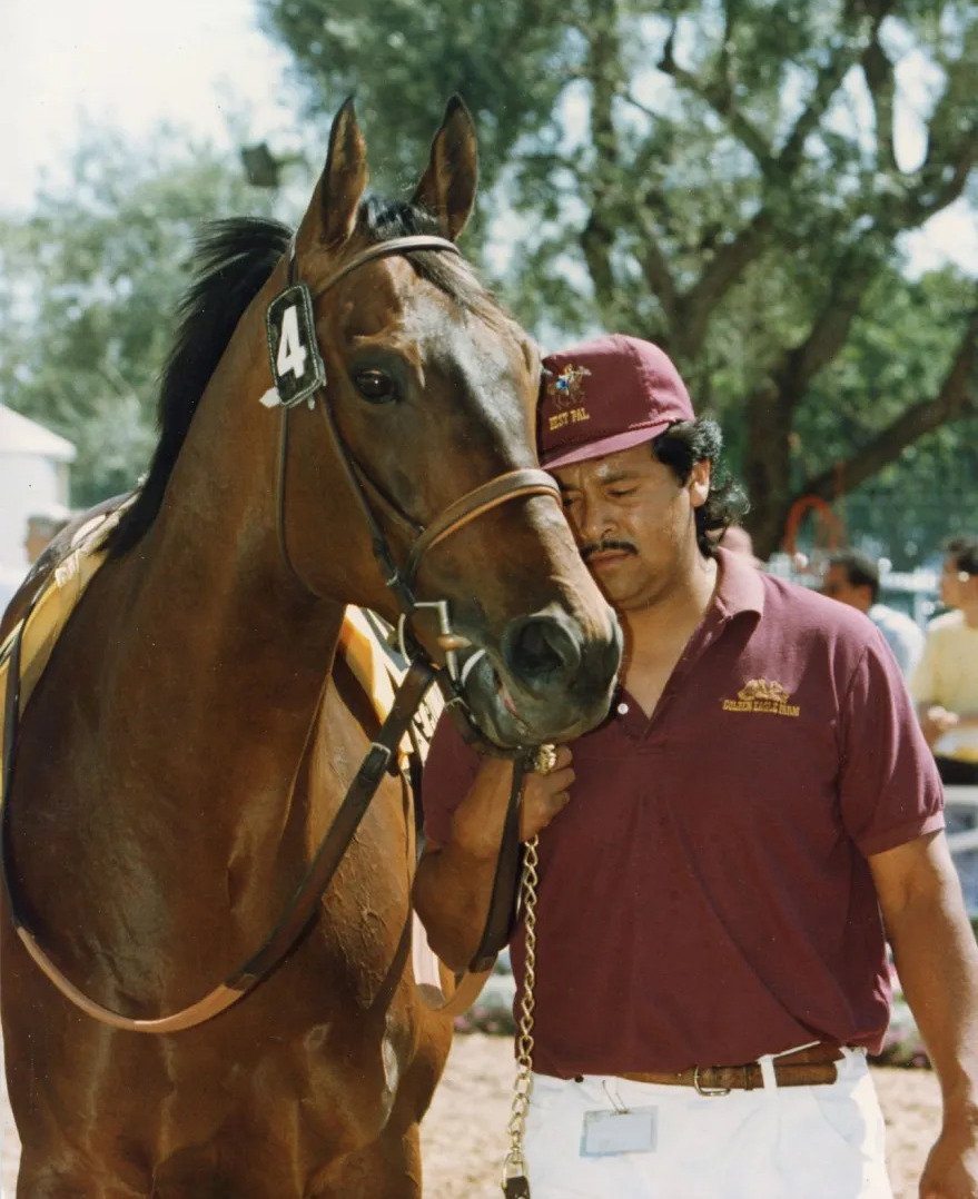 Best Pal with his best pal, groom Martel Castaneda. Photo: Benoit