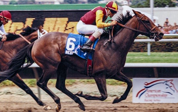 Best Pal cruises home ahead of Twilight Agenda in the 1991 Pacific Classic. Photo: Del Mar