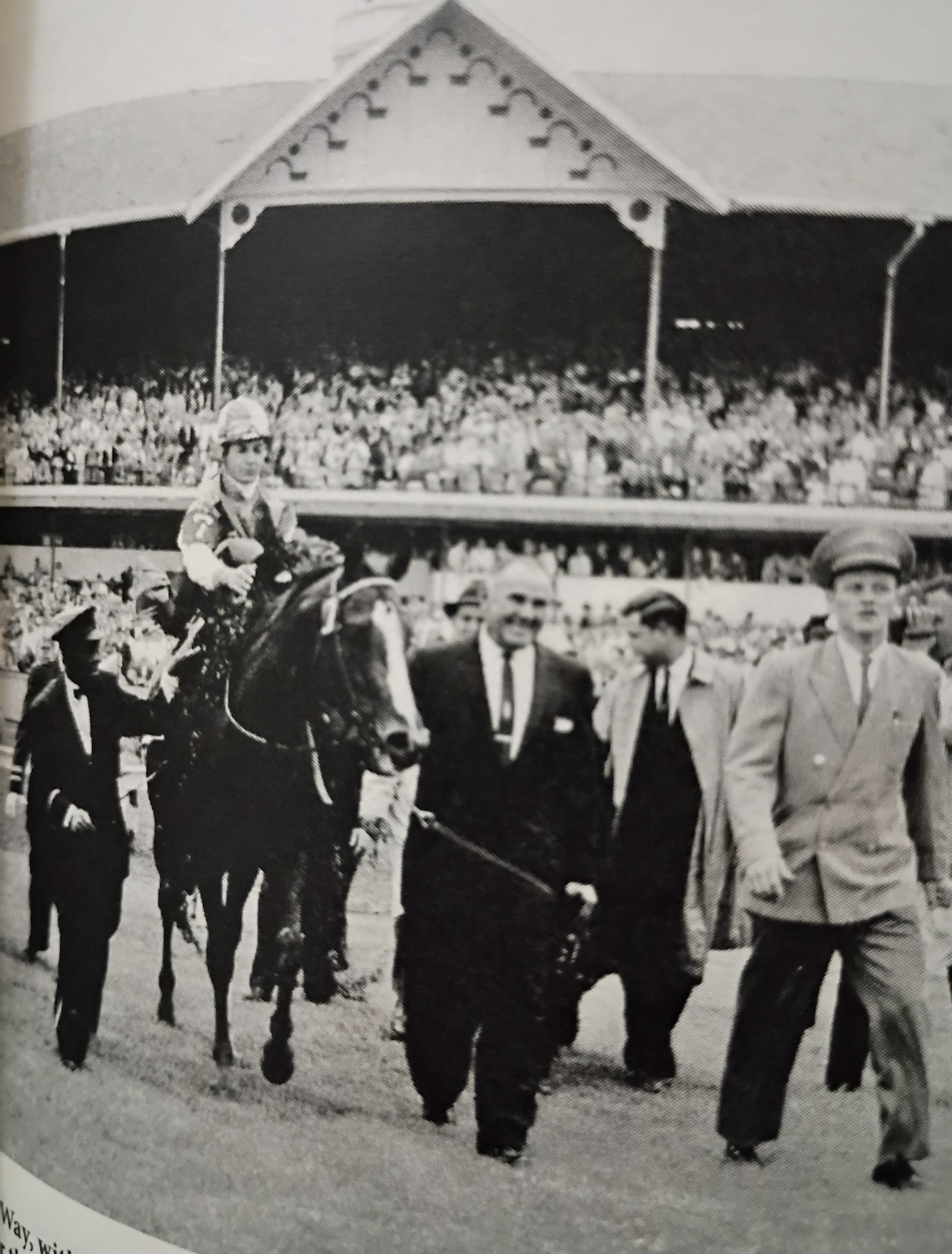 Venetian Way, with Bill Hartack aboard, is led into the winner’s circle by his trainer, Vic Sovinski, after winning the 1960 Kentucky Derby. Photo: Keeneland Library