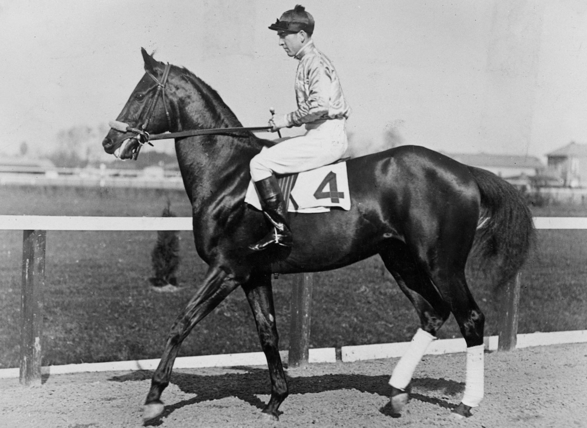 The real Black Gold, a champion among three-year-olds of 1924, with J.D. Mooney in the saddle. (Keeneland photo)