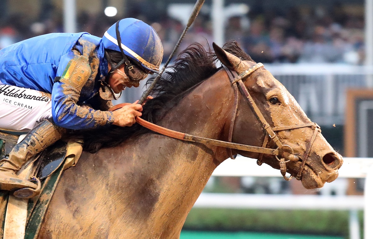 Supreme ruler: Sovereignty (Junior Alvarado) wins the Kentucky Derby, Photo: Coady Media / Lillian Paulson