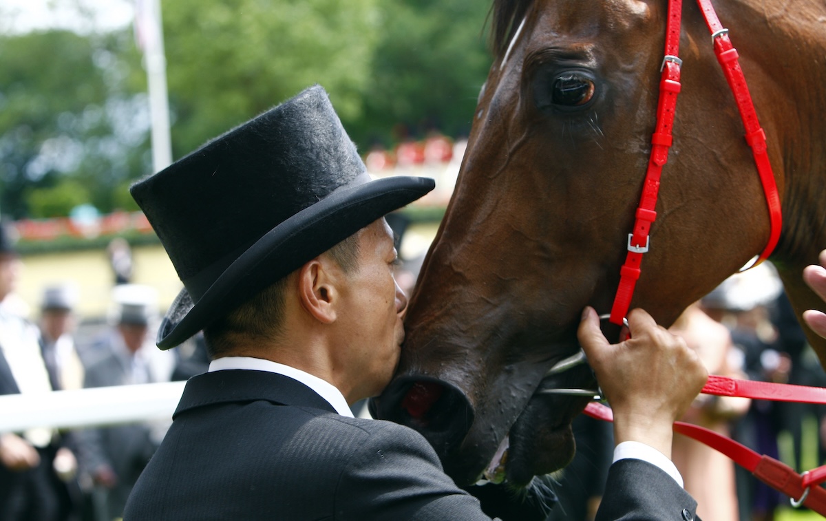 That’s my boy: trainer Danny Shum and Little Bridge. Photo: Dan Abraham / focusonracing.com