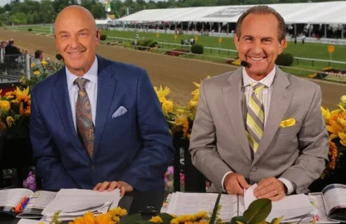 Talking heads: Jerry Bailey (right) in NBC Sports action with TV broadcast colleague Randy Moss. Photo: NBC Sports