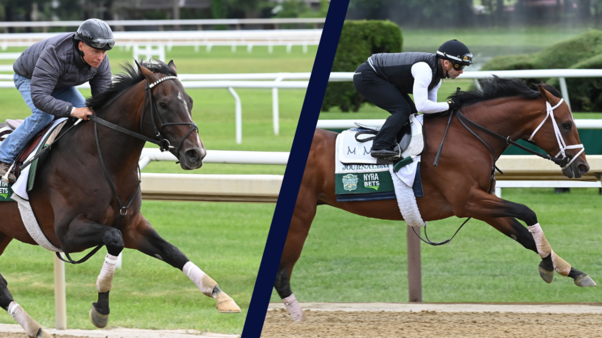 Head-to-head: Sovereignty (left) and Journalism set for Belmont Stakes clash. Photos: NTRA / Coglianese