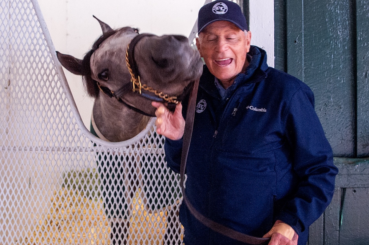Training legend: D Wayne Lukas with his Preakness Stakes winner Seize The Grey at Pimlico in 2024. Photo: Maryland Jockey Club