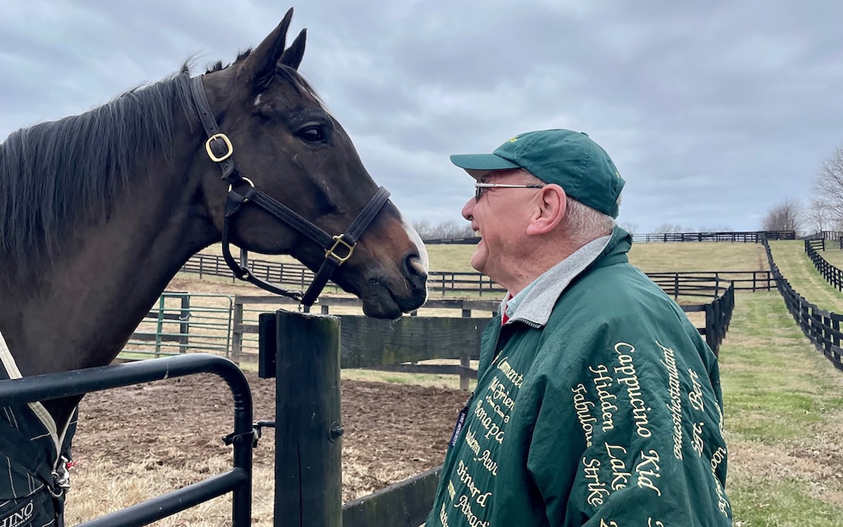 Old friends at Old Friends: founder Michael Blowen with former Californian star Lava Man. Photo: Amanda Duckworth