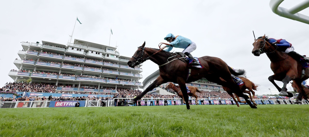 Classic moment: Lazy Griff (Christophe Soumillon) finishing second in the Derby at Epsom. Photo: Dan Abraham / focusonracing.com