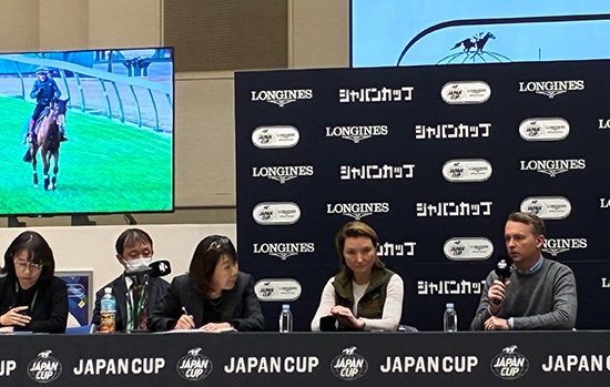 Facing the press: Francis Graffard (far right) at the Japan Cup media conference. Photo: JRA