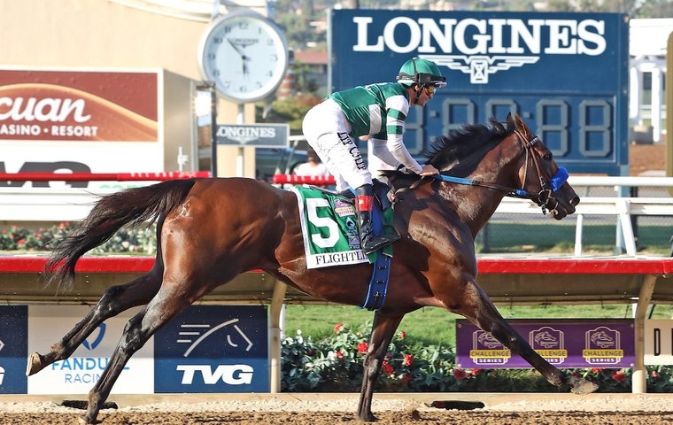 Favorite horse: Flightline comes home unchallenged in the 2022 Pacific Classic at Del Mar. Photo: Emily Shields for IFHA