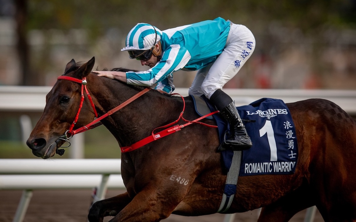 No dangers: Romantic Warrior (James McDonald) wins HK Cup for fourth time. Photo: HKJC