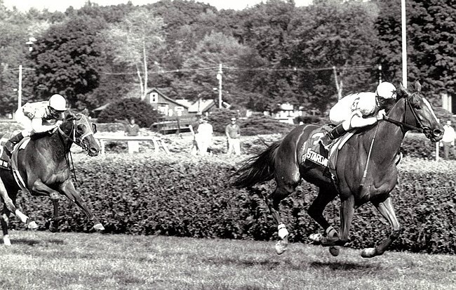 The Sultan of Saratoga: Fourstardave in winning action at the Spa. Photo: NYRA / Bob Coglianese