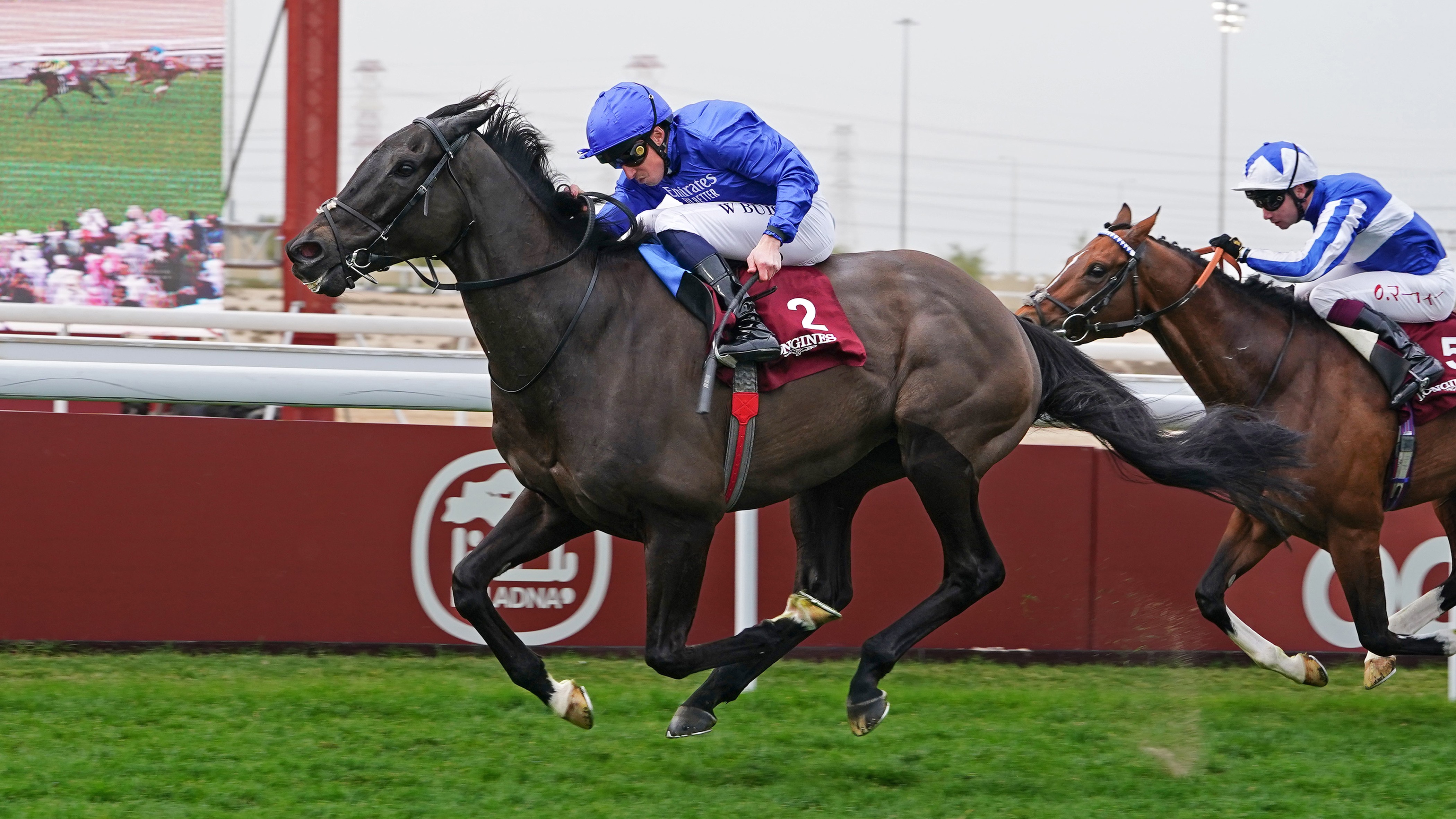 Rebel’s Romance and William Buick win last year’s relocated HH The Amir Trophy. Photo: Debbie Burt