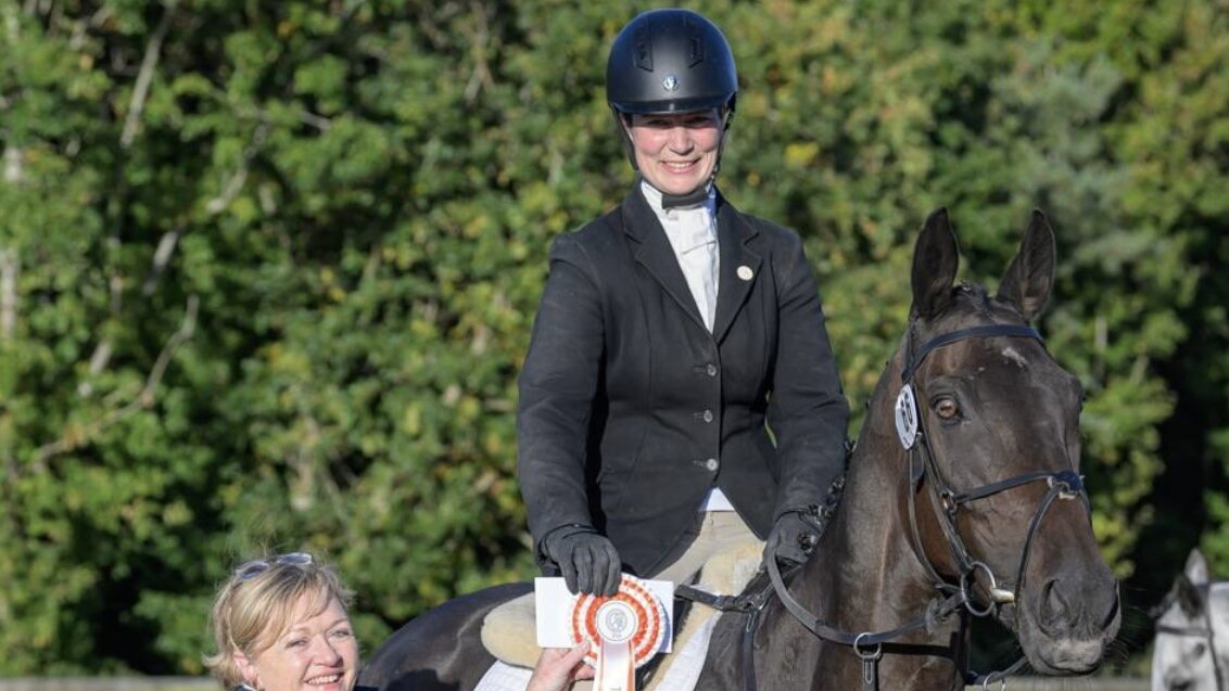 Al Boum Photo scores and impressive second place in the Treo Eile thoroughbred class for rising stars, finishing on their dressage score of 30. Photo: Horse Sport Images